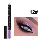 Metallic Purple Eyeshadow Pencil - Glitter Silkworm Liner Pen and Highlighter, Long-Lasting Gold and Blue Cream Eye Shadow Stick for Makeup Application
