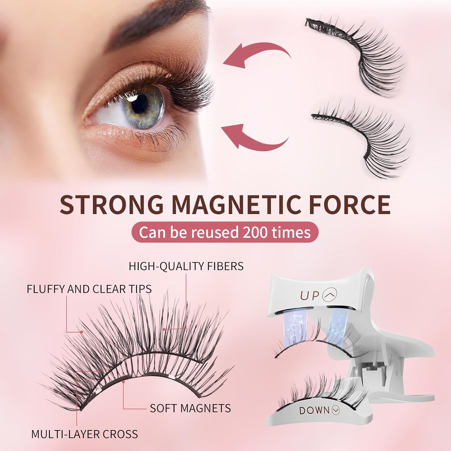 Effortless Beauty: Reusable Magnetic Eyelashes with Applicator for a Natural Look - No Glue, No Eyeliner, Just Stunning Lashes!
