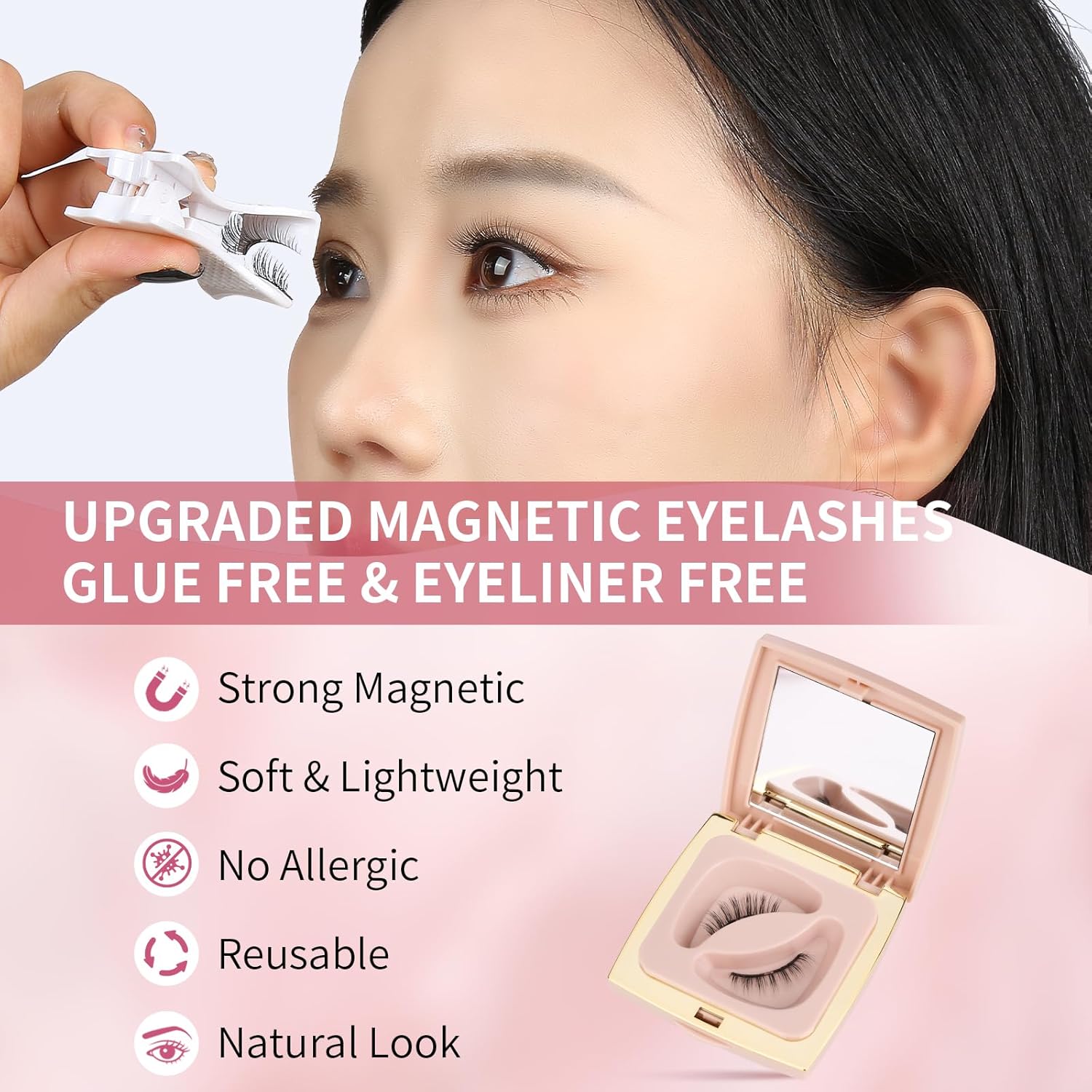 Effortless Beauty: Reusable Magnetic Eyelashes with Applicator for a Natural Look - No Glue, No Eyeliner, Just Stunning Lashes!