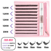 Transform Your Look with the 2-in-1 DIY Clusters Eyelash Extension Bond and Seal Kit - Natural Faux Mink Lashes Included!