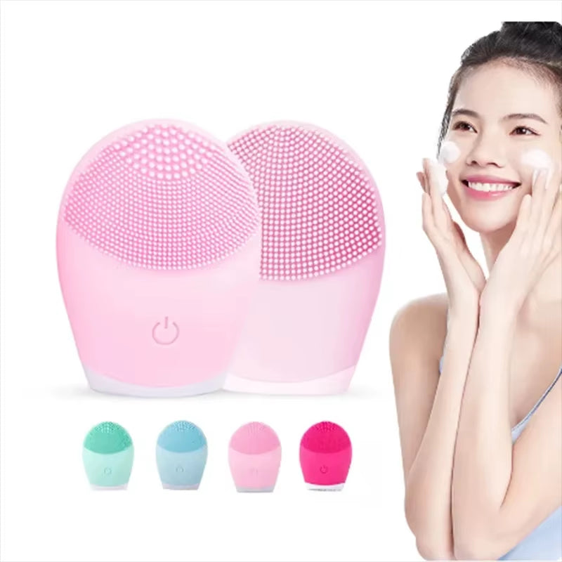 Electric Silicone Facial Cleansing Massager with Vibration for Pore Cleaning and Skincare