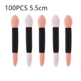 100PCS Dual-Sided Disposable Eyeshadow Brushes - Nylon Makeup Applicator Sets and Kits