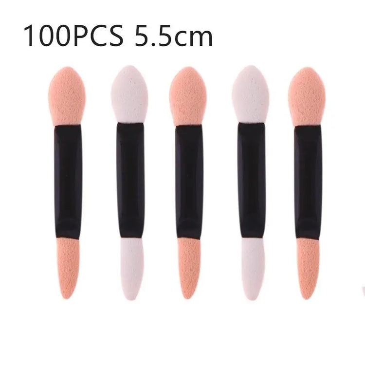 100PCS Dual-Sided Disposable Eyeshadow Brushes - Nylon Makeup Applicator Sets and Kits