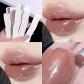 6-Color Moisturizing Mirror Lip Gloss in Nude Shades - Long-Lasting Liquid Lipstick in Elegant Transparent Tube with Floral Design