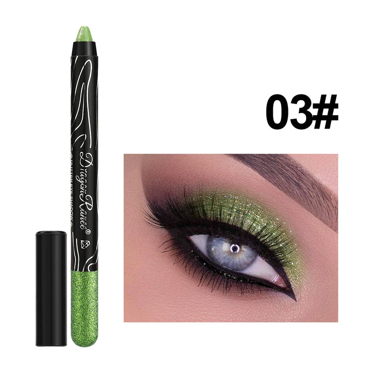 Metallic Purple Eyeshadow Pencil - Glitter Silkworm Liner Pen and Highlighter, Long-Lasting Gold and Blue Cream Eye Shadow Stick for Makeup Application