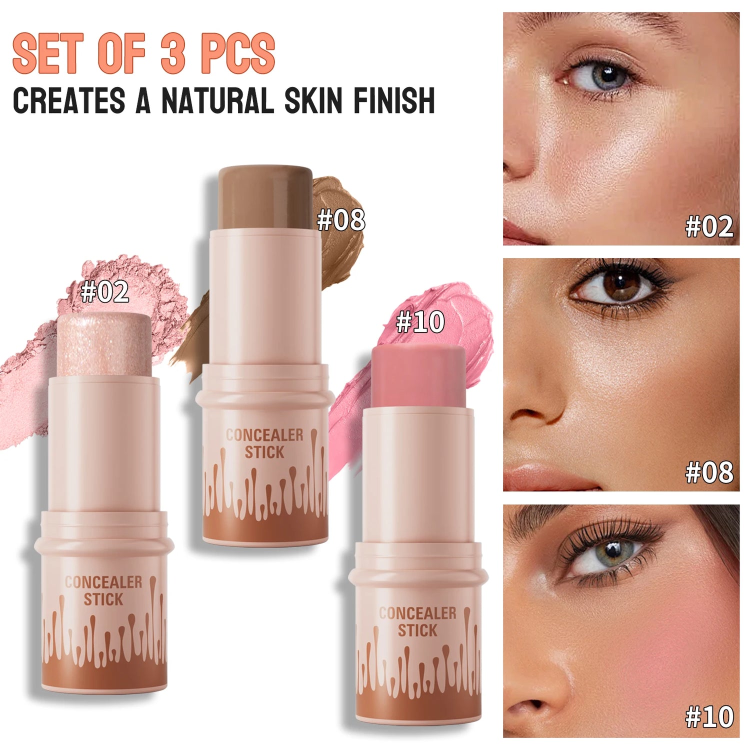 Contour Stick Set for Natural Matte Finish - Waterproof Highlighters and Shadow for V-Face Shaping and Contouring Makeup