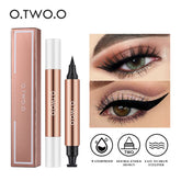Waterproof Black Liquid Eyeliner Stamp - Fast Dry Double-Ended Makeup Pencil for Women