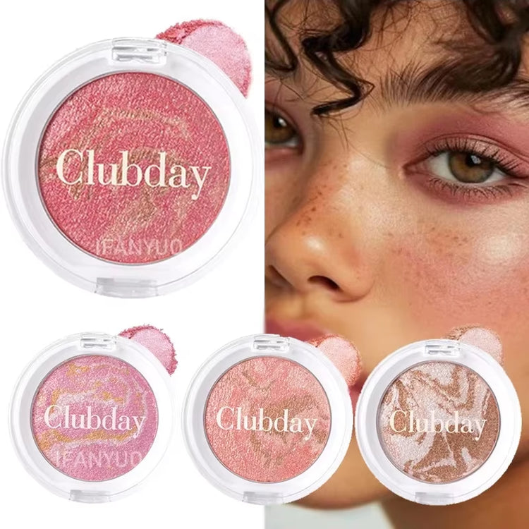 Pearly Blush Marble Pattern Face Makeup - Long-Lasting Brightening Blush and Highlight with High Pigment Contour