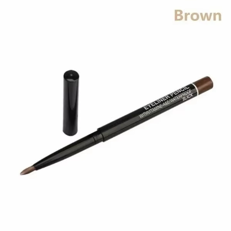 3-Piece Set of Waterproof Retractable Eyeliner Pencils in Black and Brown for Women
