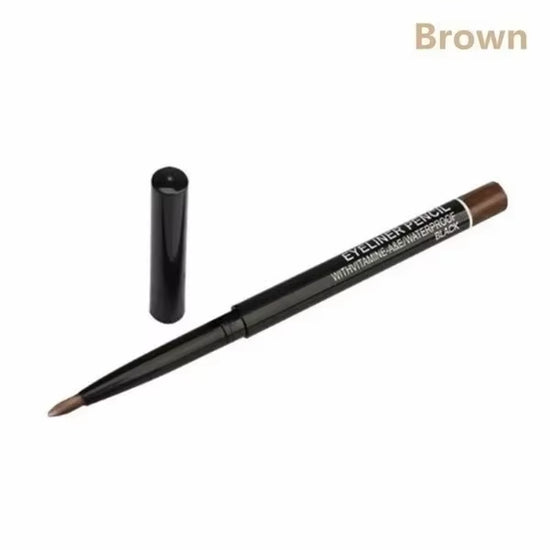 3-Piece Set of Waterproof Retractable Eyeliner Pencils in Black and Brown for Women