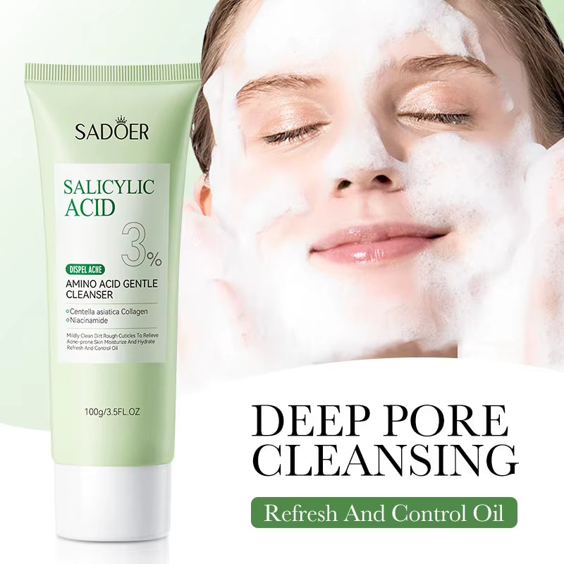 SADOER Salicylic Acid Foaming Facial Cleanser - Hydrating and Moisturizing Skin Care Solution