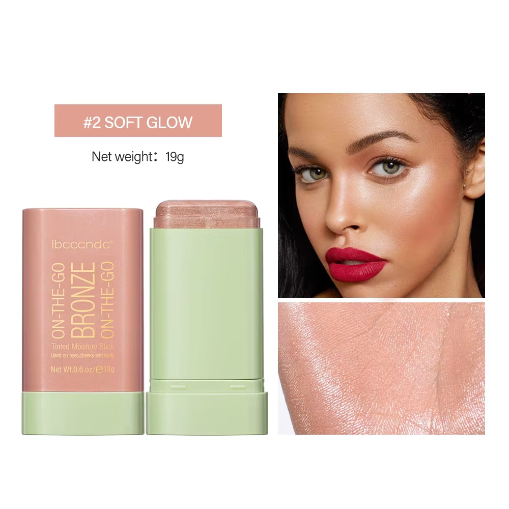 Professional Bronzer and Highlighter Stick for Contouring and Blushing - Peach Shade, Korean Cosmetic Powder