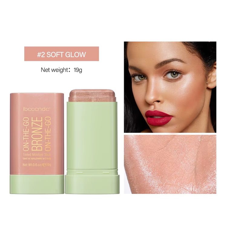 Professional Bronzer and Highlighter Stick for Contouring and Blushing - Peach Shade, Korean Cosmetic Powder