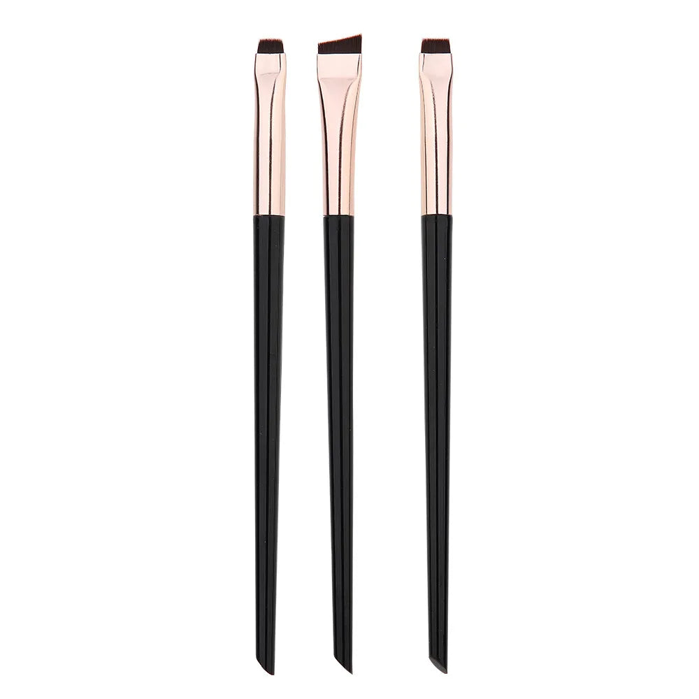 3-Piece Set of Precision Eyeliner and Eyebrow Brushes for Contouring and Makeup Application