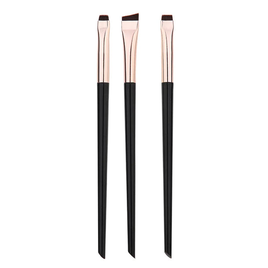 3-Piece Set of Precision Eyeliner and Eyebrow Brushes for Contouring and Makeup Application