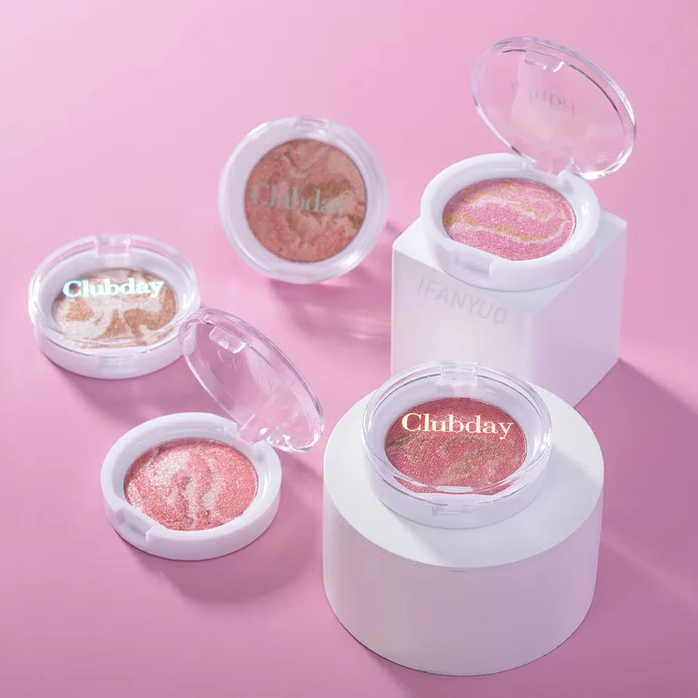 Pearly Blush Marble Pattern Face Makeup - Long-Lasting Brightening Blush and Highlight with High Pigment Contour