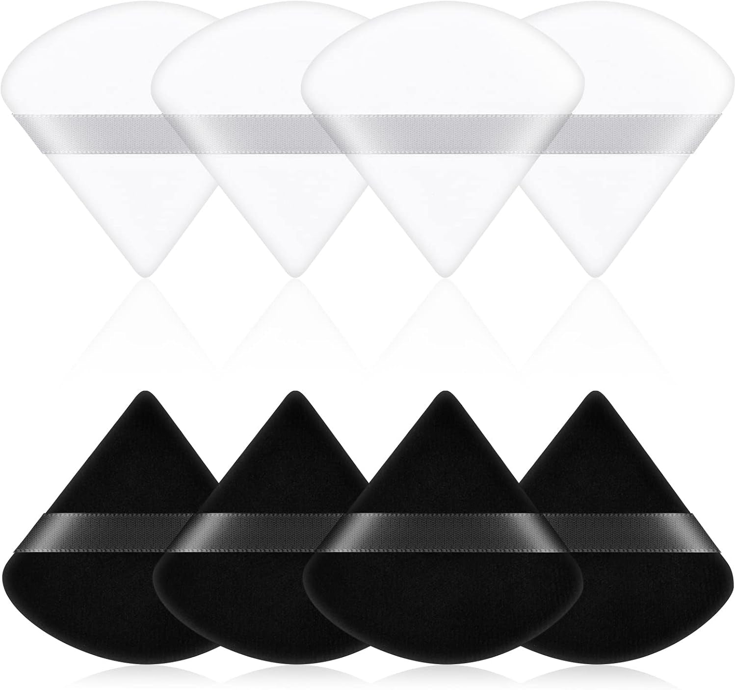 8 PCS Pure Cotton Soft Triangle Wedge Makeup Powder Puffs for Loose Mineral Body Powder, Cosmetic Foundation Sponge Tool (4 Black + 4 White)