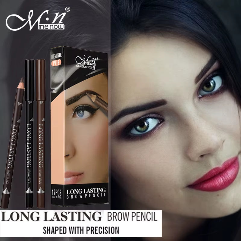 Waterproof Eyebrow Pencils - 2-Pack, Long Lasting with Double-Use Wooden Design for Permanent Makeup and Eyeliner Application