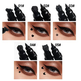 Black Seal Double-Ended Eyeliner Pen with Star Stamp - Long-Lasting Waterproof Winged Eye Makeup Cosmetics