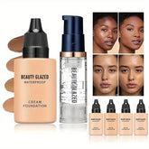 Makeup Set: 2-Piece Primer and Matte Velvet Waterproof Foundation for Long-Lasting, Portable Travel Use