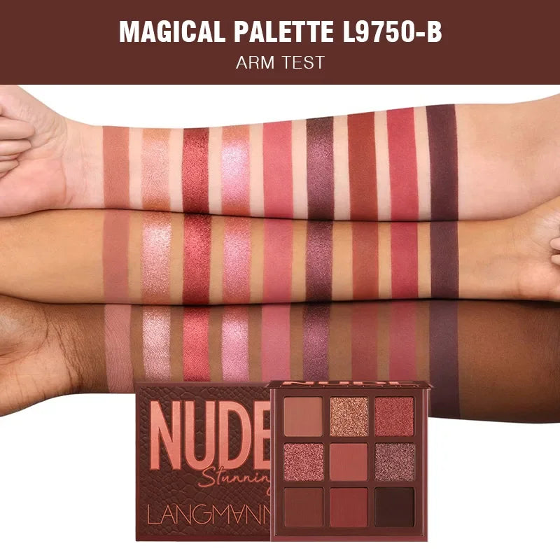 Nude Eyeshadow Palette - 9 Shades of Matte and Shimmer Pigmented Earth Tones