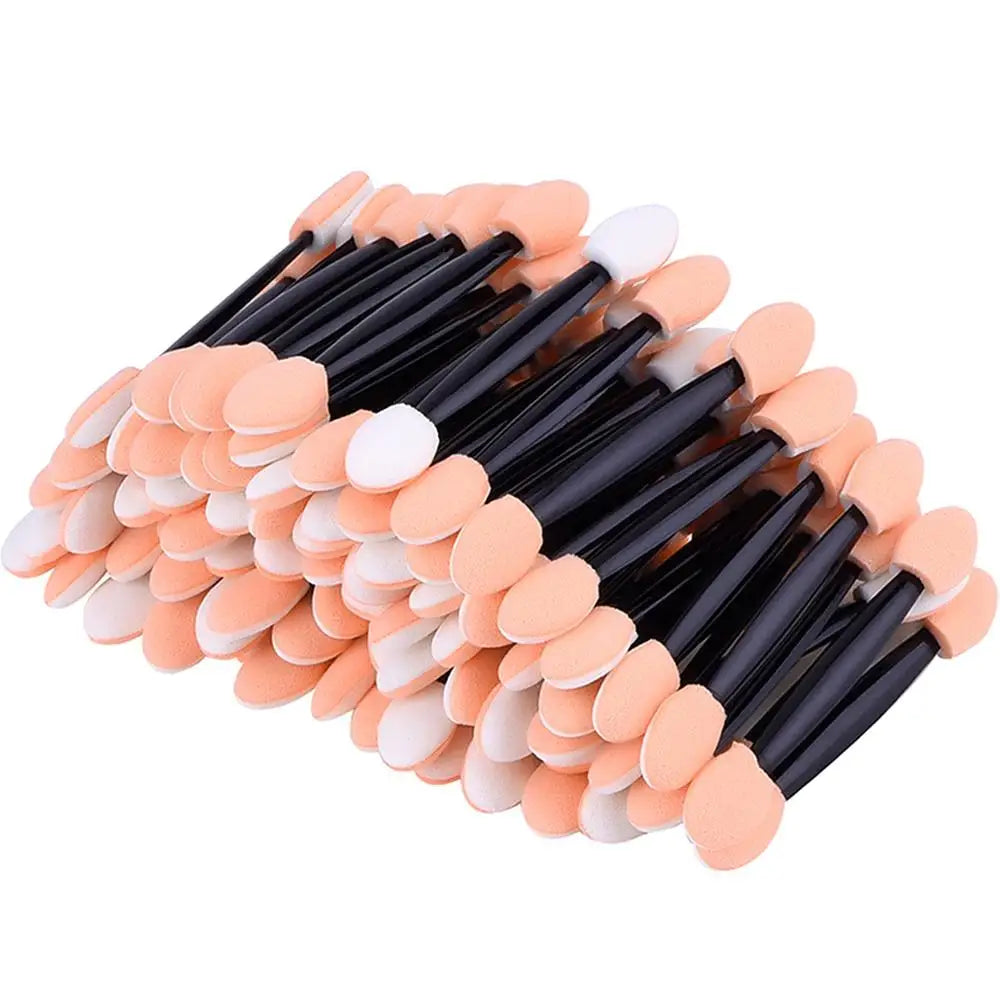 100PCS Dual-Sided Disposable Eyeshadow Brushes - Nylon Makeup Applicator Sets and Kits