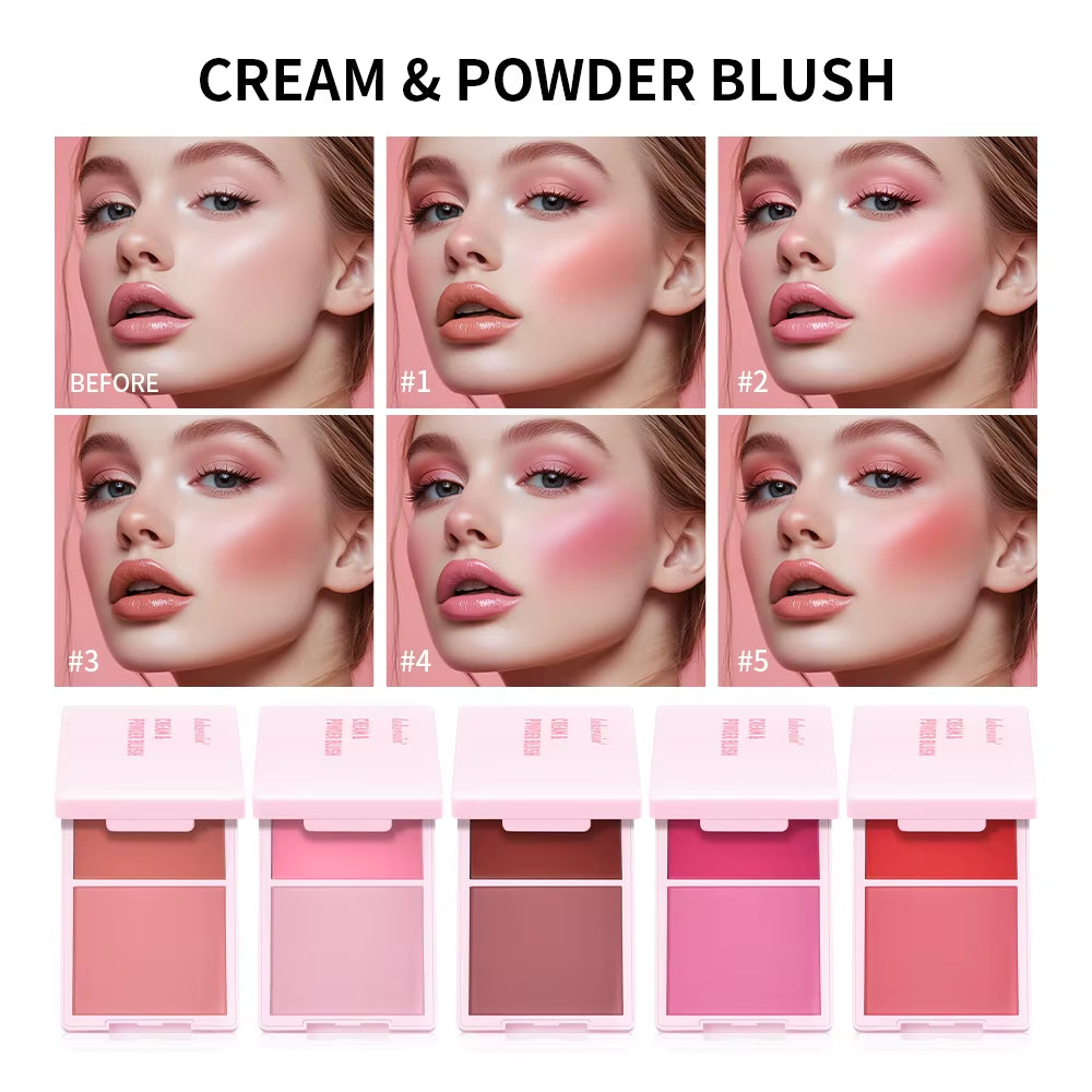 Juvia's Place Blush Duo - Cream Powder Matte Blush in Rose, Long-Lasting High Pigment Formula for a Natural Finish