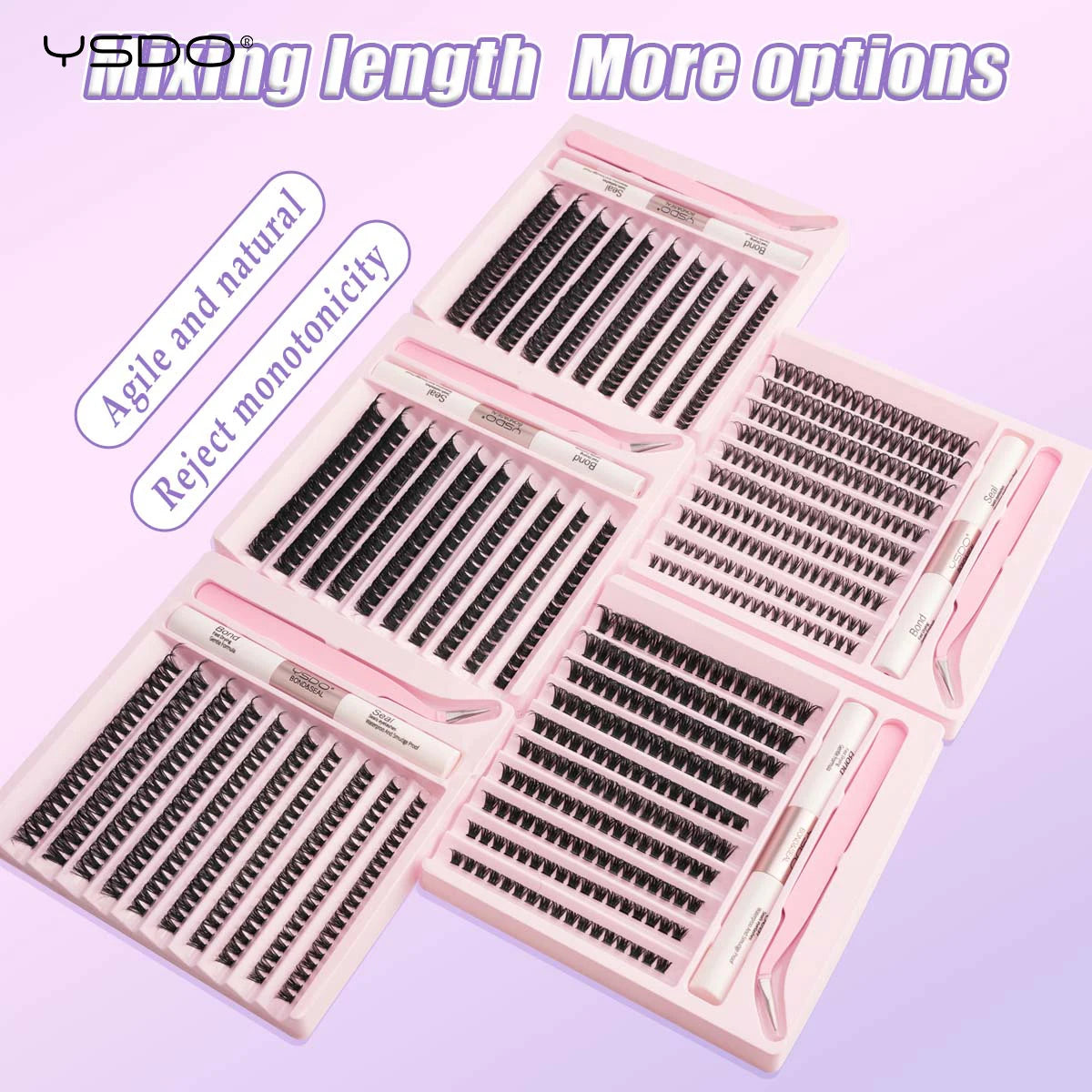 Transform Your Look with the 2-in-1 DIY Clusters Eyelash Extension Bond and Seal Kit - Natural Faux Mink Lashes Included!