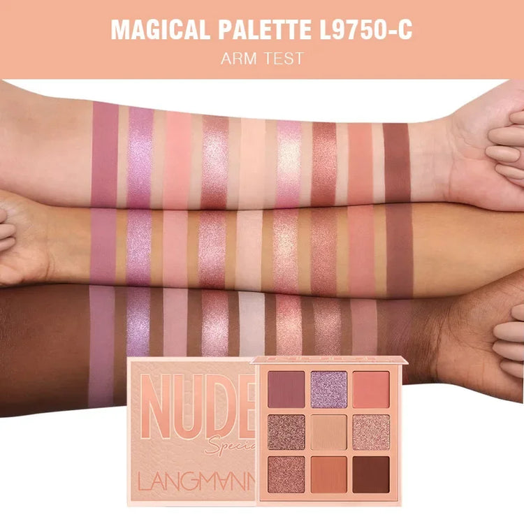 Nude Eyeshadow Palette - 9 Shades of Matte and Shimmer Pigmented Earth Tones