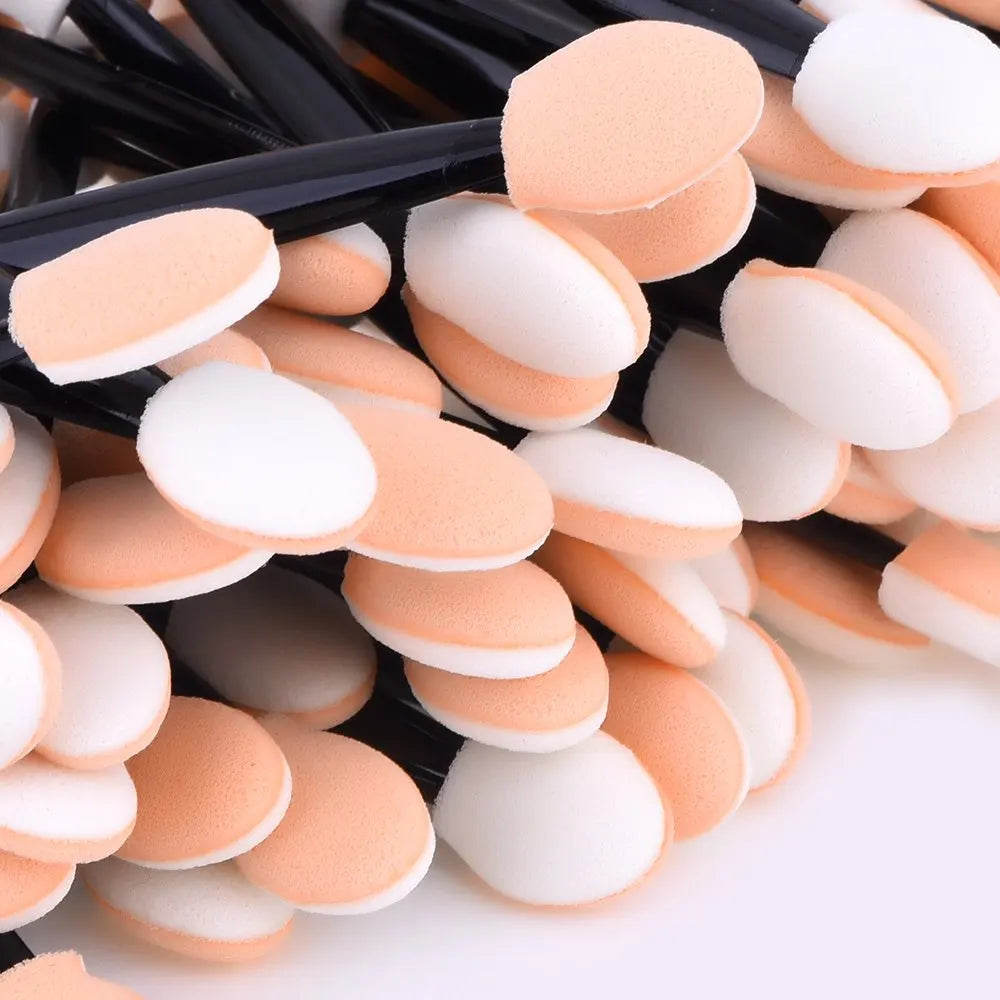 100PCS Dual-Sided Disposable Eyeshadow Brushes - Nylon Makeup Applicator Sets and Kits