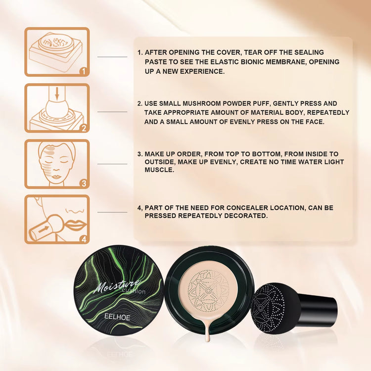 Professional Mushroom Air Cushion CC Cream - Waterproof Brightening Foundation with Concealing Properties