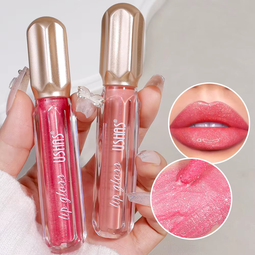 Glitter Pearlescent Moisturizing Lip Gloss - Long-Lasting, Non-Stick, Shimmering Red  for Women