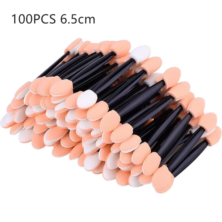 100PCS Dual-Sided Disposable Eyeshadow Brushes - Nylon Makeup Applicator Sets and Kits