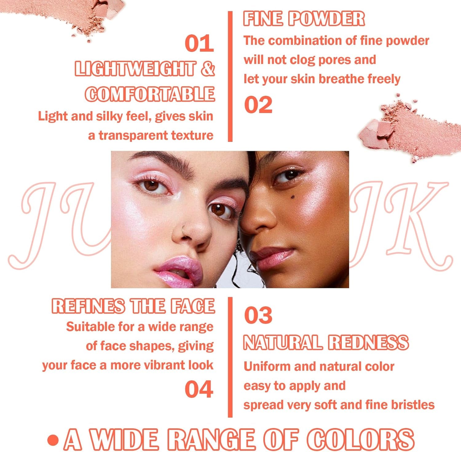 6 Colors Blush Palette,Shimmer Silky Matte Blush Powder Palette,Professional Cute Face Contour Highlighter Blush Palette with Blush Makeup Brush