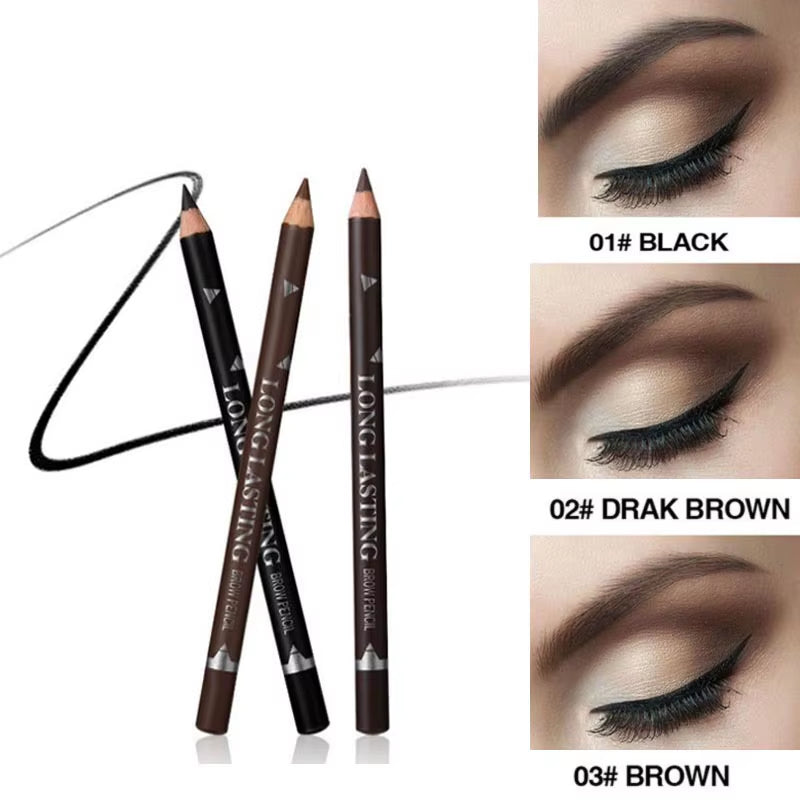 Waterproof Eyebrow Pencils - 2-Pack, Long Lasting with Double-Use Wooden Design for Permanent Makeup and Eyeliner Application