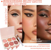 6 Colors Blush Palette,Shimmer Silky Matte Blush Powder Palette,Professional Cute Face Contour Highlighter Blush Palette with Blush Makeup Brush