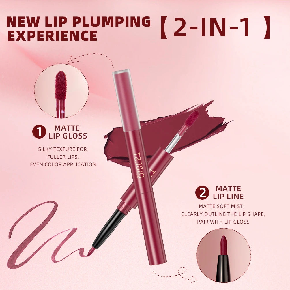 Transform Your Look with Our Double-End Waterproof Lip Gloss and Lipstick Pencil Set – Long Lasting Matte Lip Liner Available in 6 Stunning Colors!