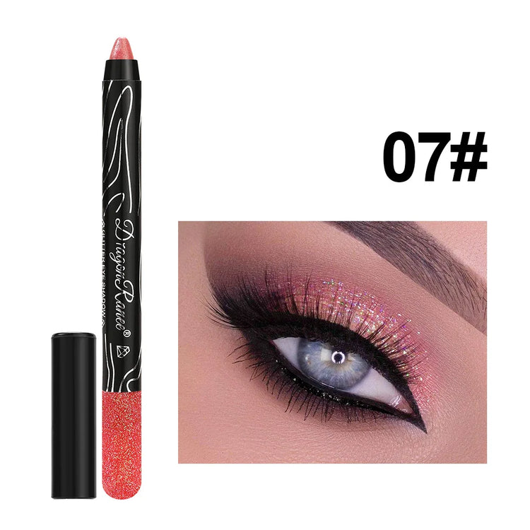 Metallic Purple Eyeshadow Pencil - Glitter Silkworm Liner Pen and Highlighter, Long-Lasting Gold and Blue Cream Eye Shadow Stick for Makeup Application