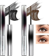 3D Curling Eyelash Mascara,Slim Washable Metal Iron Brush Mascara, Waterproof Long Lasting No Clumping Iron Strong Mascara Black + Brown 2Pcs