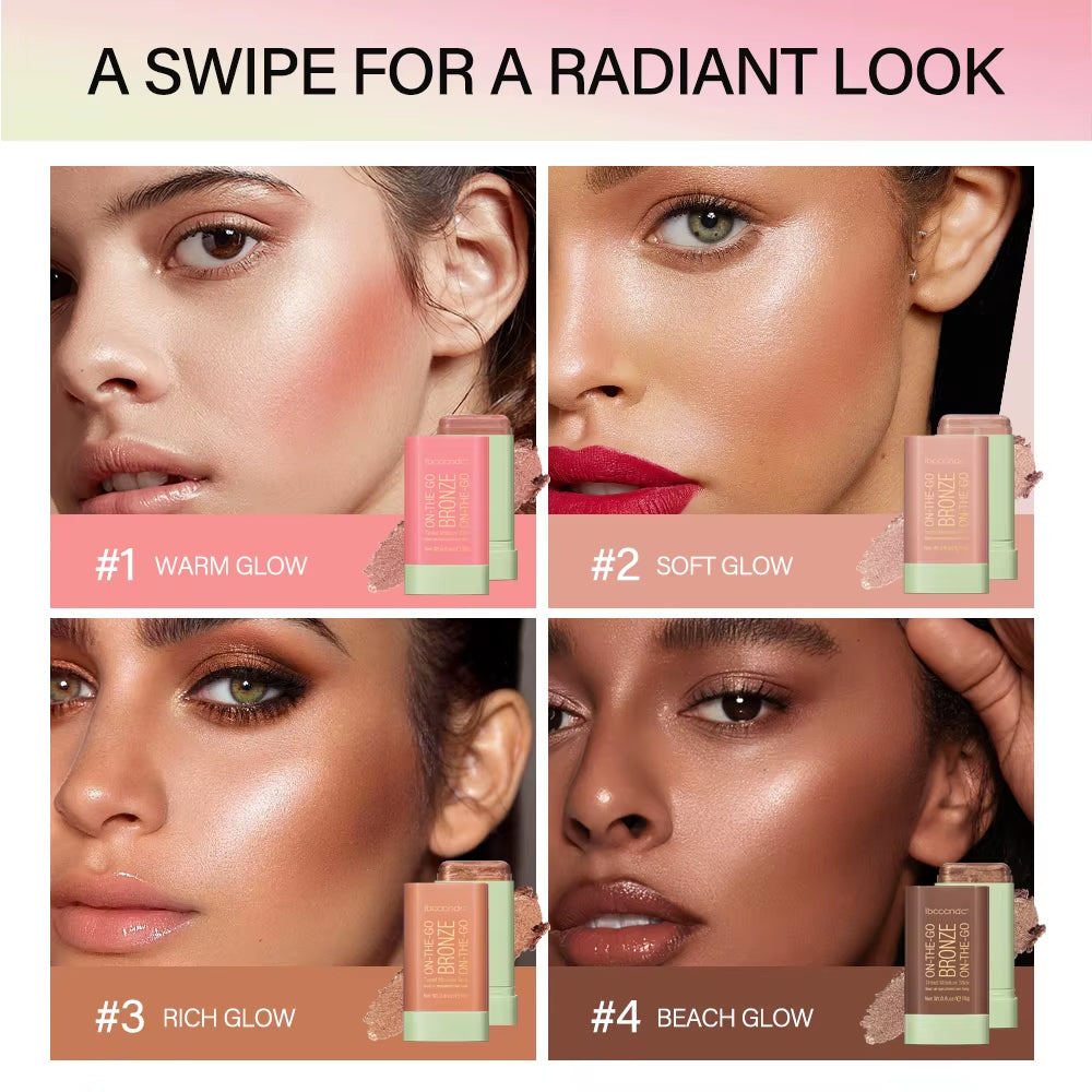 Professional Bronzer and Highlighter Stick for Contouring and Blushing - Peach Shade, Korean Cosmetic Powder