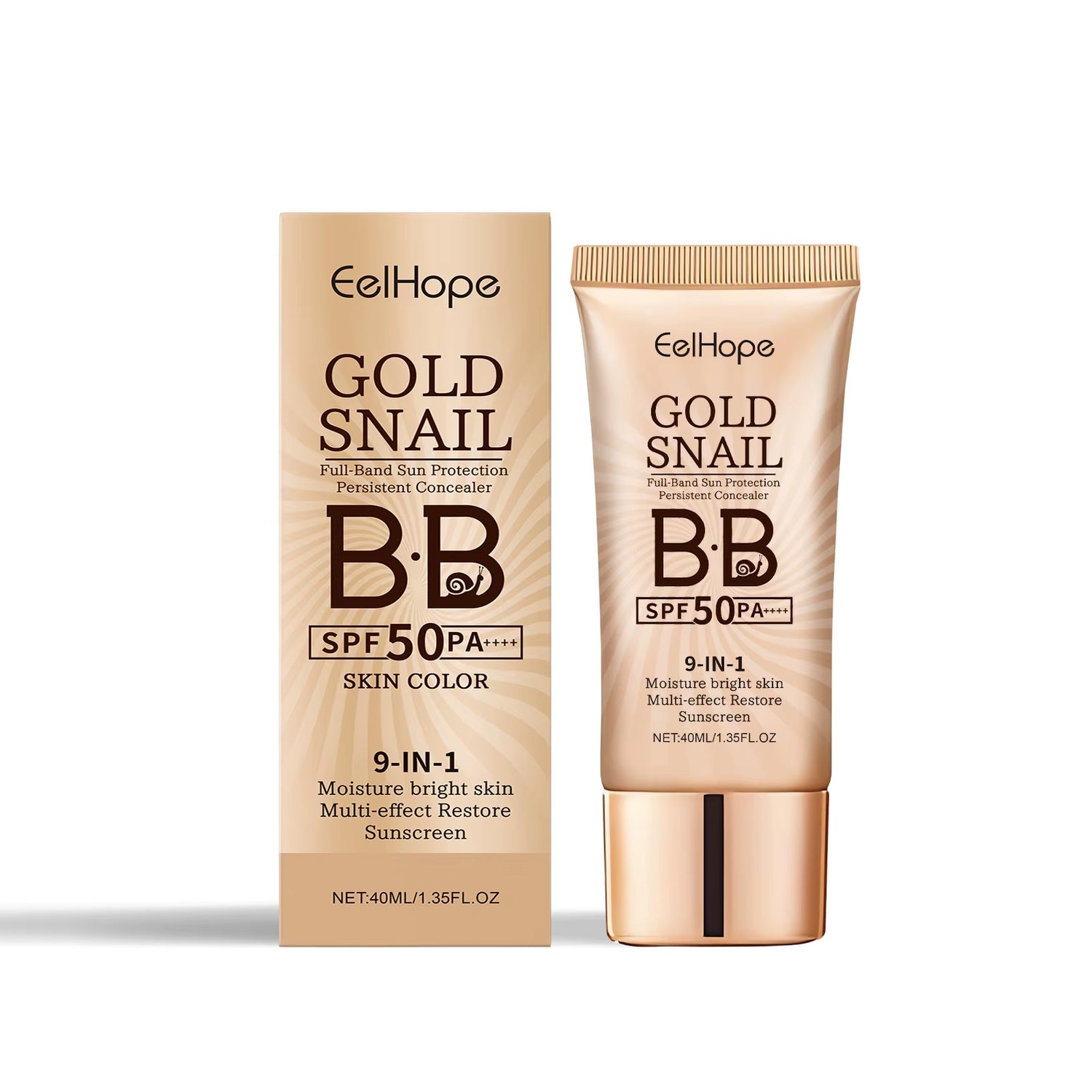 Gold Snail BB Cream SPF 50 - Moisturizing Sunscreen Makeup with Long-Lasting Concealing Properties