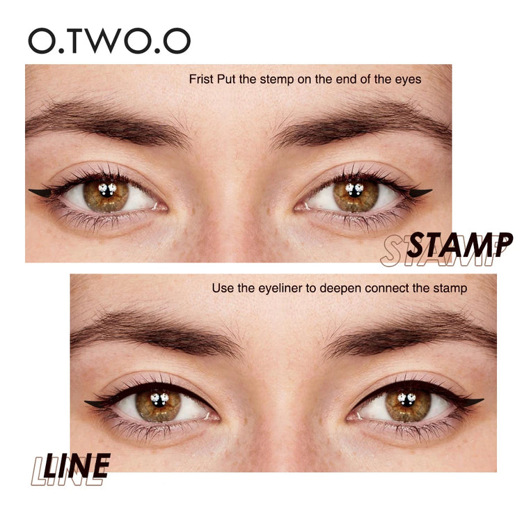 Waterproof Black Liquid Eyeliner Stamp - Fast Dry Double-Ended Makeup Pencil for Women
