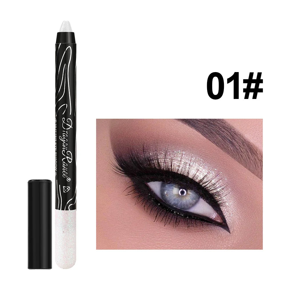 Metallic Purple Eyeshadow Pencil - Glitter Silkworm Liner Pen and Highlighter, Long-Lasting Gold and Blue Cream Eye Shadow Stick for Makeup Application