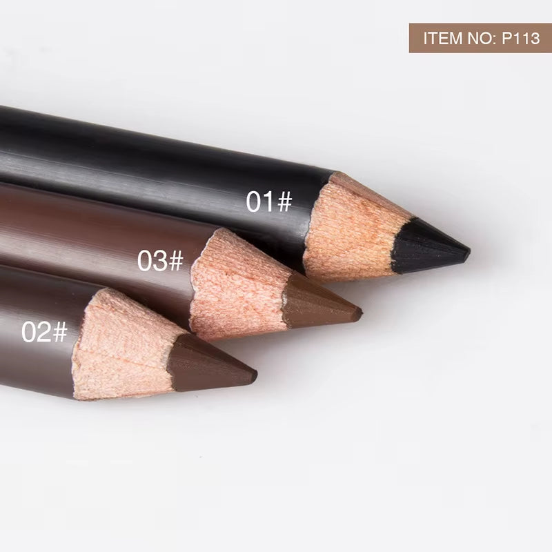 Waterproof Eyebrow Pencils - 2-Pack, Long Lasting with Double-Use Wooden Design for Permanent Makeup and Eyeliner Application