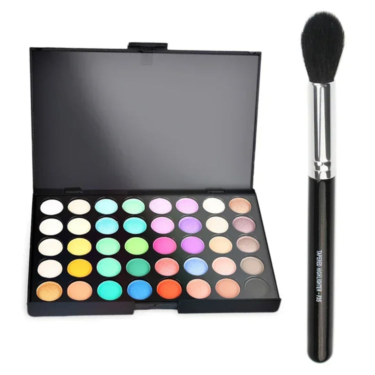 40-Color Matte Eyeshadow Palette - Earth Tone Collection with Glitter, Waterproof Formula, Long-Lasting Wear, Includes Eyeshadow Brush