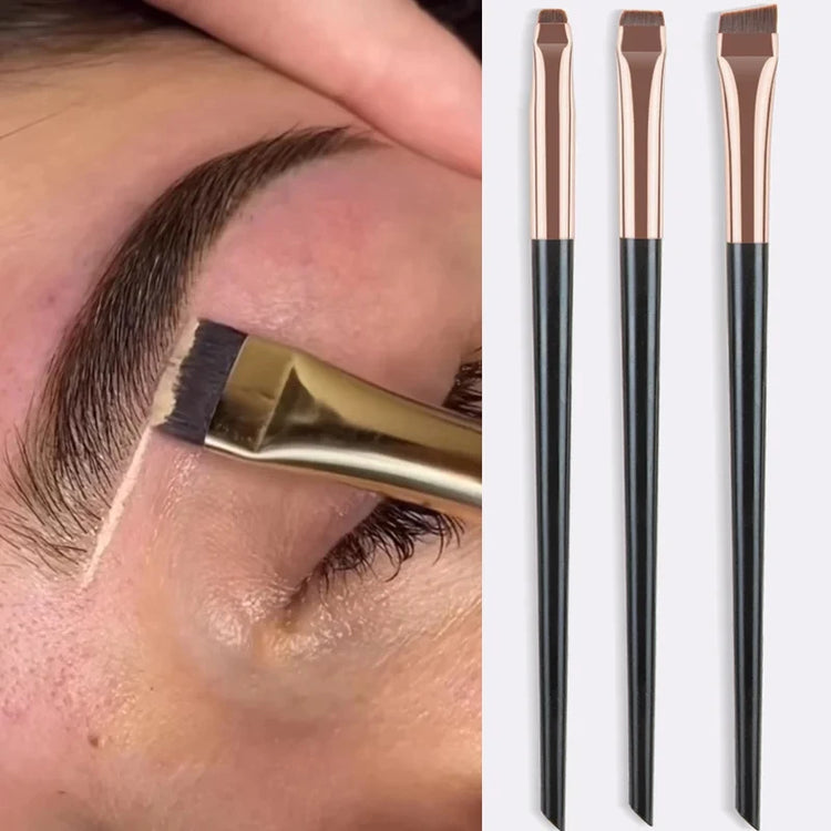 3-Piece Set of Precision Eyeliner and Eyebrow Brushes for Contouring and Makeup Application