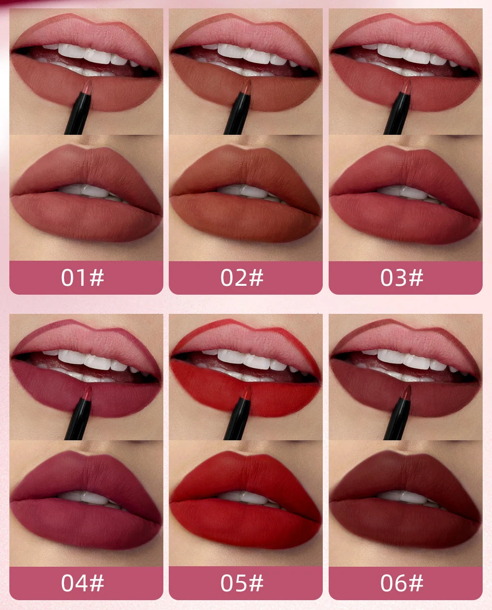 Transform Your Look with Our Double-End Waterproof Lip Gloss and Lipstick Pencil Set – Long Lasting Matte Lip Liner Available in 6 Stunning Colors!