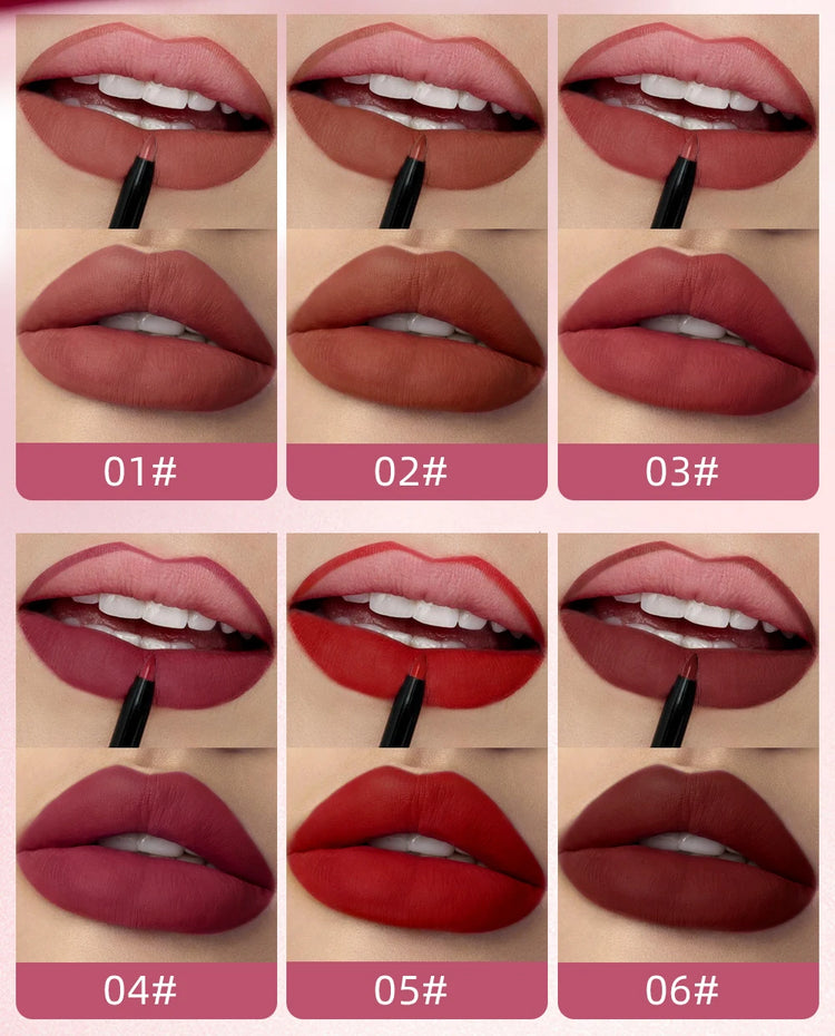 Transform Your Look with Our Double-End Waterproof Lip Gloss and Lipstick Pencil Set – Long Lasting Matte Lip Liner Available in 6 Stunning Colors!
