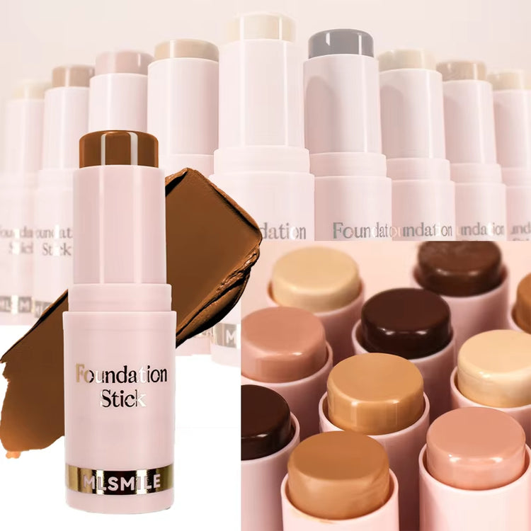 Full Coverage Facial Stick Foundation for Dark Skin - Long-Lasting Oil-Control Concealer Base Cream with Matte Natural Finish