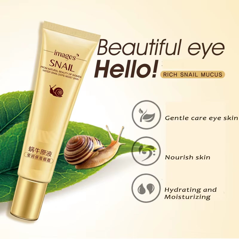 Snail Essence Eye Cream for Dark Circles, Puffiness, and Wrinkles - Moisturizing Anti-Aging Eye Gel